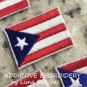 Puerto Rico Flag PR Isla del Encanto Boricua Iron On Patch Embroidered Felt USA