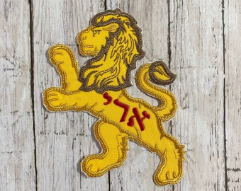 Iron On Patch T-Rex LION of Judah Personalized Back to School Iron On Patch Embroidered Custom Applique Hebrew Israel Kids Accessories
