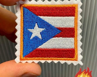 Puerto Rico Flag Stamp PR Isla del Encanto Boricua Iron On Patch Embroidered Felt USA