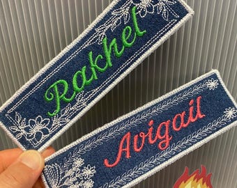 Bookmark Personalized Denim Fabric Book Mark Embroidered Custom Name Tag School Denim