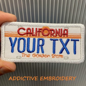 Placa de carro da Califórnia CA Ferro em patch de viagem personalizado bordado aplique EUA etiqueta de nome