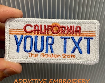 California License Plate CA Iron On Patch Travel Personalized Embroidered Applique USA Name Tag