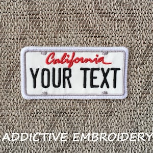 California License Plate CA Iron On Patch Personalized Embroidered Applique USA Name Tag