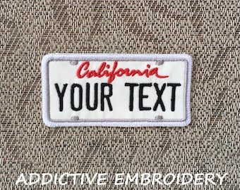 California License Plate CA Iron On Patch Personalized Embroidered Applique USA State TRavel Name Tag