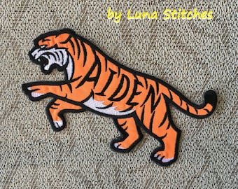 Tiger Personalized Iron On Patch Embroidered Custom Applique big cat animal
