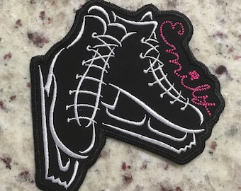 Ice Skates Custom Personalized Iron On Patch Embroidered Custom Applique