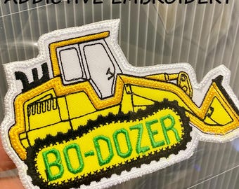 Custom Bulldozer Excavator Personalized Name Iron On Patch Embroidered Applique Custom Name Tag