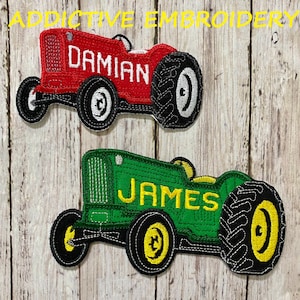 Custom Tractor Personalized Name Iron On Patch Embroidered Applique Custom Name Tag