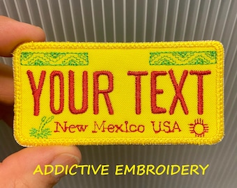 New Mexico License Plate NM Iron On Patch Travel Personalized Embroidered Applique USA Name Tag