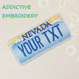 Nevada License Plate NV Las Vegas Personalized Iron On Patch Embroidered Applique Casino State Travel USA