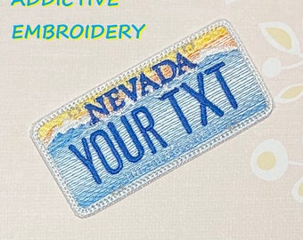 Nevada License Plate NV Las Vegas Personalized Iron On Patch Embroidered Applique USA