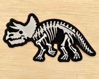 Triceratops Dinosaur Iron On Patch Embroidered Applique Dino