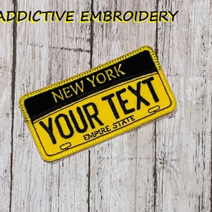 New York License Plate NY Personalized Iron On Patch Embroidered Applique USA Travel State
