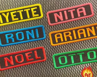 Embroidered Name Tag Custom Personalized Patch Rectangle Shape Patch Jacket Uniform Iron-On, Sew-On