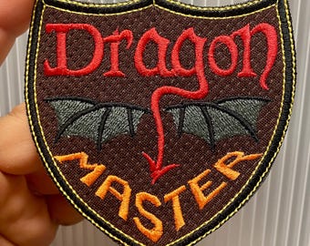 Dragon Master Iron On Patch Dragon Embroidered Custom Applique School Name Tag Sport