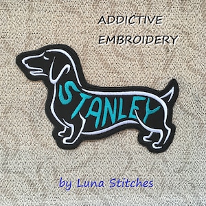 Pet Dog Dashshund Personalized Iron On Patch Embroidered Custom Applique Name