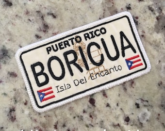 Puerto Rico License Plate PR Isla del Encanto Boricua Iron On Patch Embroidered Applique USA
