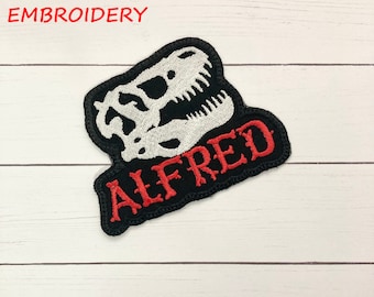 Iron On Patch T-Rex Dinosaur HEAD Personalized Back to School Iron On Patch Embroidered Custom Applique Dino Tyrannosaurus Kids Accessories