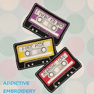 Ruban CASSETTE rétro musique fer sur patch musique personnalisé retour à l'école fer sur patch appliques brodées personnalisées accessoires enfants