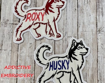 Pet Dog HUSKY Personalized Iron On Patch Embroidered Custom Applique Name