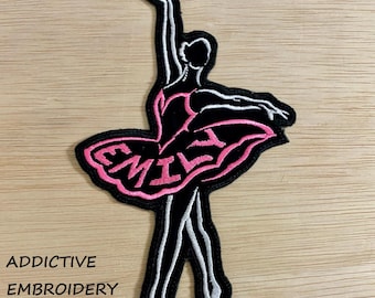 Ballerina Dancer Personalized Iron On Patch Embroidered Custom Applique  Name Tag Valerina