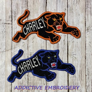 PANTHER Iron On Patch Personalized Back to School Iron On Patch Embroidered Custom Applique Kids Jaguar Mountain Lion Leopard