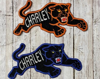 PANTHER Iron On Patch Personalized Back to School Iron On Patch Embroidered Custom Applique Kids Accessories