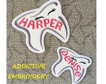 Tooth Personalized Iron On Patch Embroidered Custom Applique