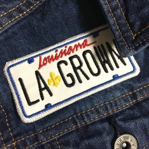 PERSONALIZED Custom Louisiana License Plate LA Grown Iron On Patch Embroidered Applique