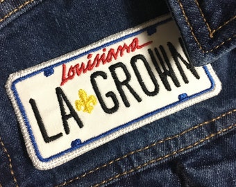 Louisiana License Plate LA Grown Iron On Patch Embroidered Applique