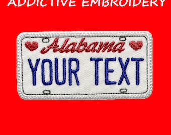 ALABAMA License Plate AL Iron On Patch Travel Personalized Embroidered Applique USA Name Tag