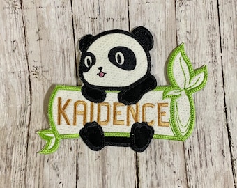 Cutest Baby Panda Bear Personalized Iron On Patch Embroidered Custom Applique Name Tag