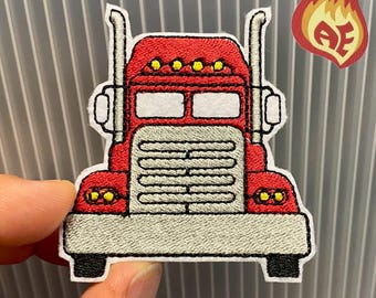 Truck Iron On Patch Red Semi Embroidered Embroider Iron-On Patch