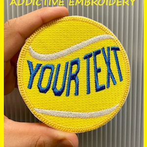Balle de tennis personnalisée en fer sur l'écusson universitaire brodé en applique personnalisé nom tag école