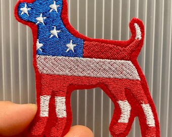 USA Flag Dog Iron On Patch Embroidered felt Custom Applique Embroidery July 4th America Independence Day Puppy