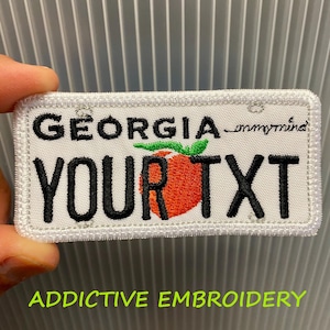 Georgia GA State License Plate Personalized Travel Iron On Patch Embroidered Applique USA