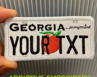 Georgia GA State License Plate Personalized Travel Iron On Patch Embroidered Applique USA