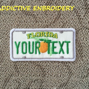 Florida License Plate FL Personalized Iron On Patch Embroidered Applique USA