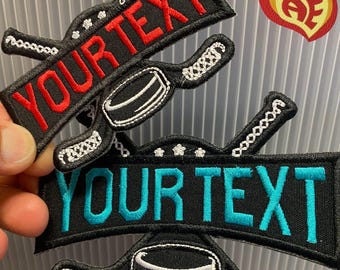 Hockey Personalized Iron On Patch Embroidered Pocket Game Sport USA