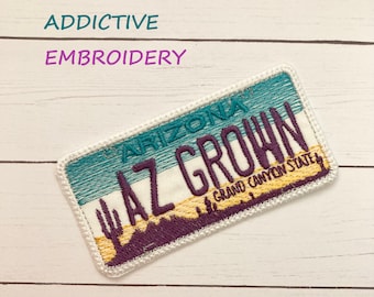 Patch Arizona AZ License Plate Grown Iron On Patch Embroidered Applique USA Grand Canyon State