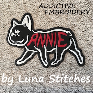 Cane da compagnia Bulldog francese personalizzato ferro sulla toppa ricamata nome applique personalizzato