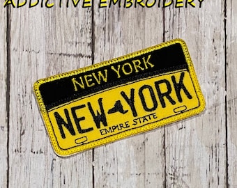 New York License Plate NY Iron On Patch Travel Empire State Embroidered Applique State