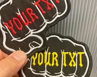 Fist Personalized Name Iron On Patch Embroidered Applique Custom Name Tag Band Rock and Roll