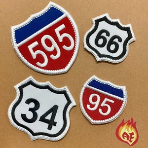 Highway Road Hwy Sign Custom Number Iron On Patch Embroidered Applique Personalized Name Tag
