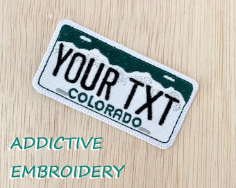 Colorado License Plate CO Personalized Iron On Patch Embroidered Applique USA Name Tag Travel State