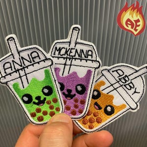 BOBA TEA Aufnäher zum Aufbügeln Personalisierte gestickte benutzerdefinierte Applikation Patch Bubble Tea