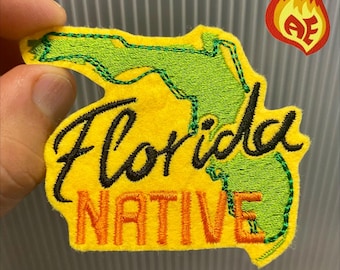 Florida Native Born Grown State Iron On Patch Felt Embroidered  USA