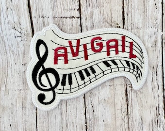 Iron On Patch Piano Music Notes Personalized Back to School Iron On Patch Embroidered Custom Applique Kids Accessories Name Tag