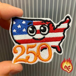 USA Flag Cute 250th America Independence Day Iron On Patch Embroidered felt Custom Applique Embroidery