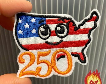 USA Flag Cute 250th America Independence Day Iron On Patch Embroidered felt Custom Applique Embroidery